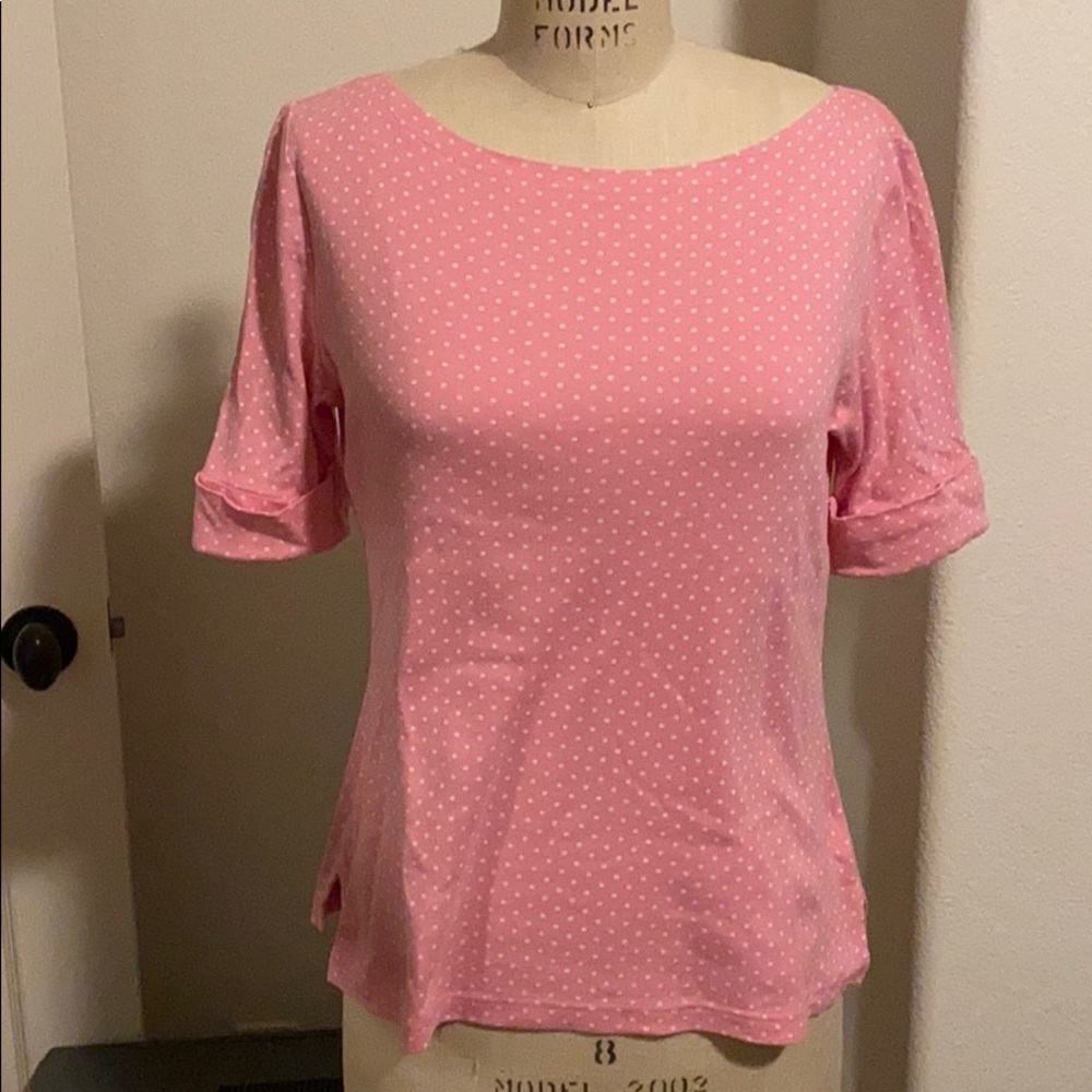 Pink Polka Dot Boatneck Top